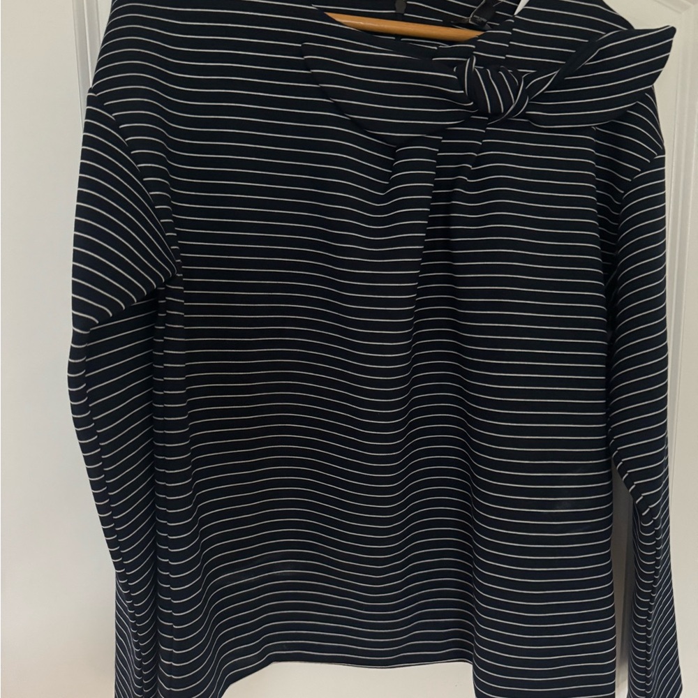 Banana Republic Navy and White Striped Blouse